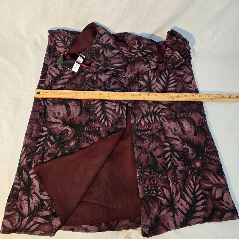 VINTAGE Out of Stock NEW WITH TAG Y2K Red Wine Leaf Print SILK Maxi Dress Size 6 - Picture 17 of 17